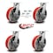 Service Caster 12'' Heavy Duty Red Poly on Cast Iron Caster Set with Brake and Swivel Lock, 4PK CRAN-SCC-KP92S1230-PUR-RS-SLB-BSL-4 - alternate 3